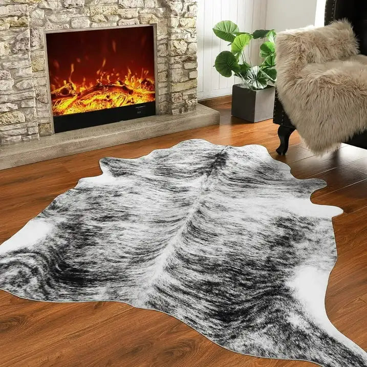 Lochas American Style Animal Print Faux Fur Cowhide Rug