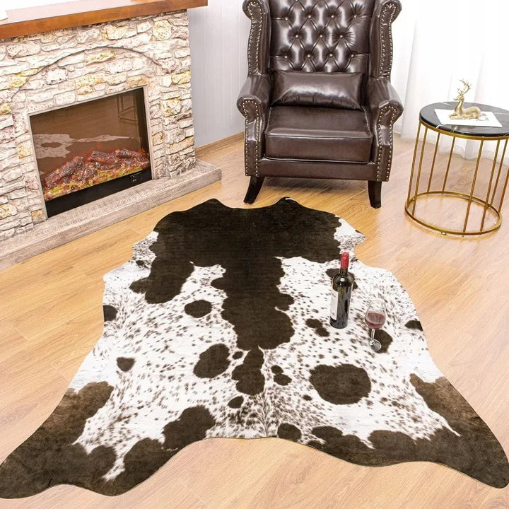 Lochas American Style Animal Print Faux Fur Cowhide Rug