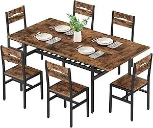 RBXC Extendable Dining Table Set For 6 With Chairs