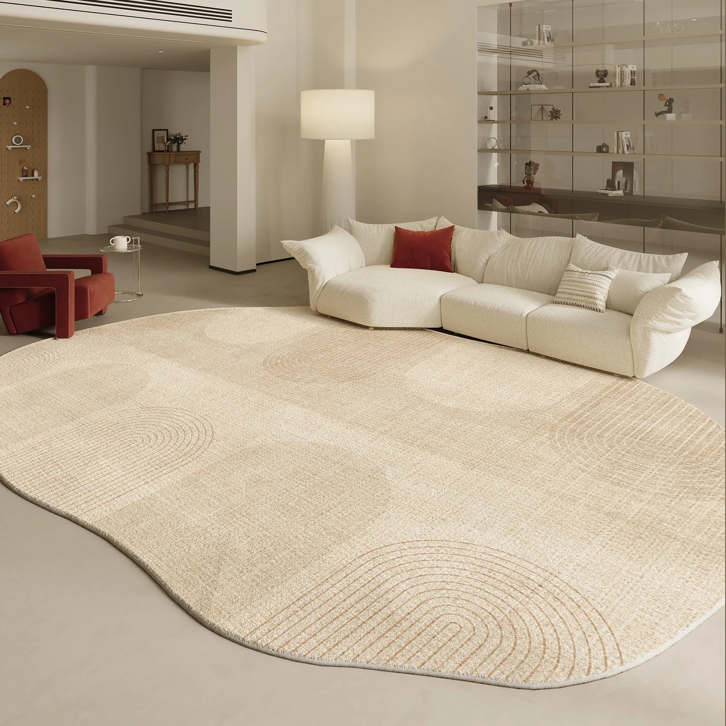 Modern Irregular Shapes Plush Rug For Living Room Decor Sculptural Geometry Area Rug