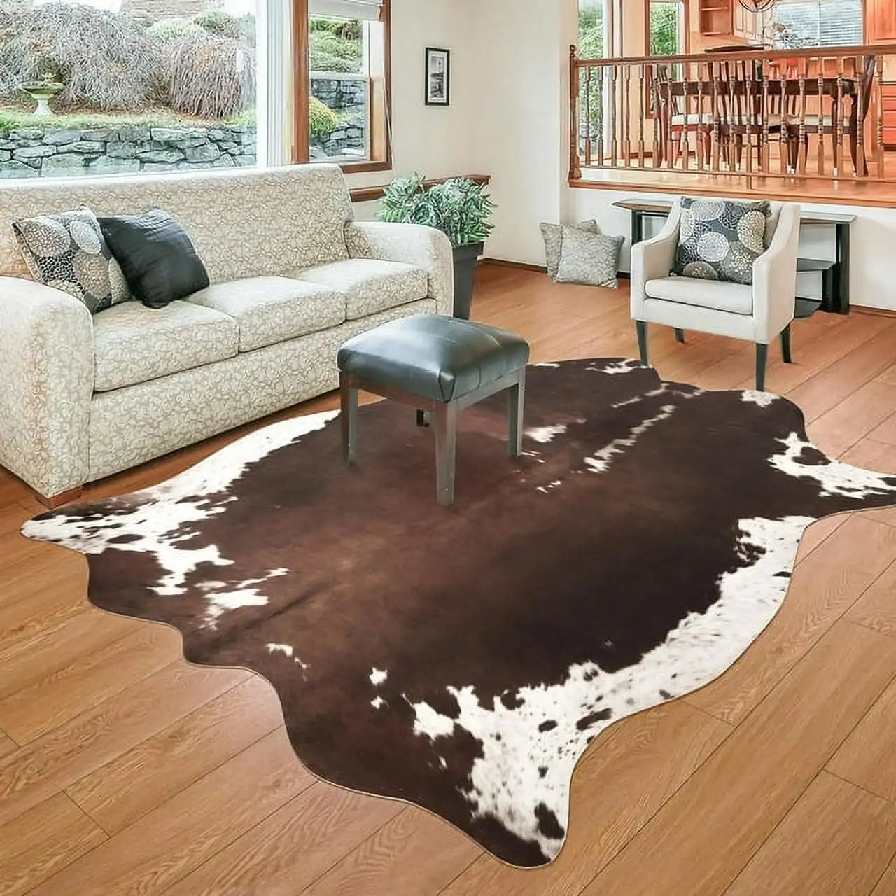 Lochas American Style Animal Print Faux Fur Cowhide Rug