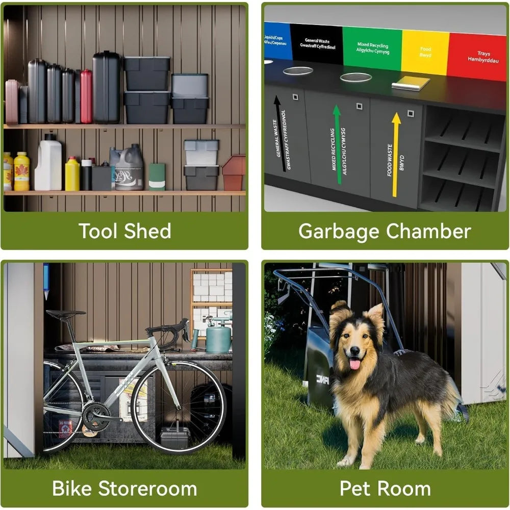 Outdoor Metal Storage Shed With Lockable Doors And Sloped Roof Weatherproof Galvanized Steel