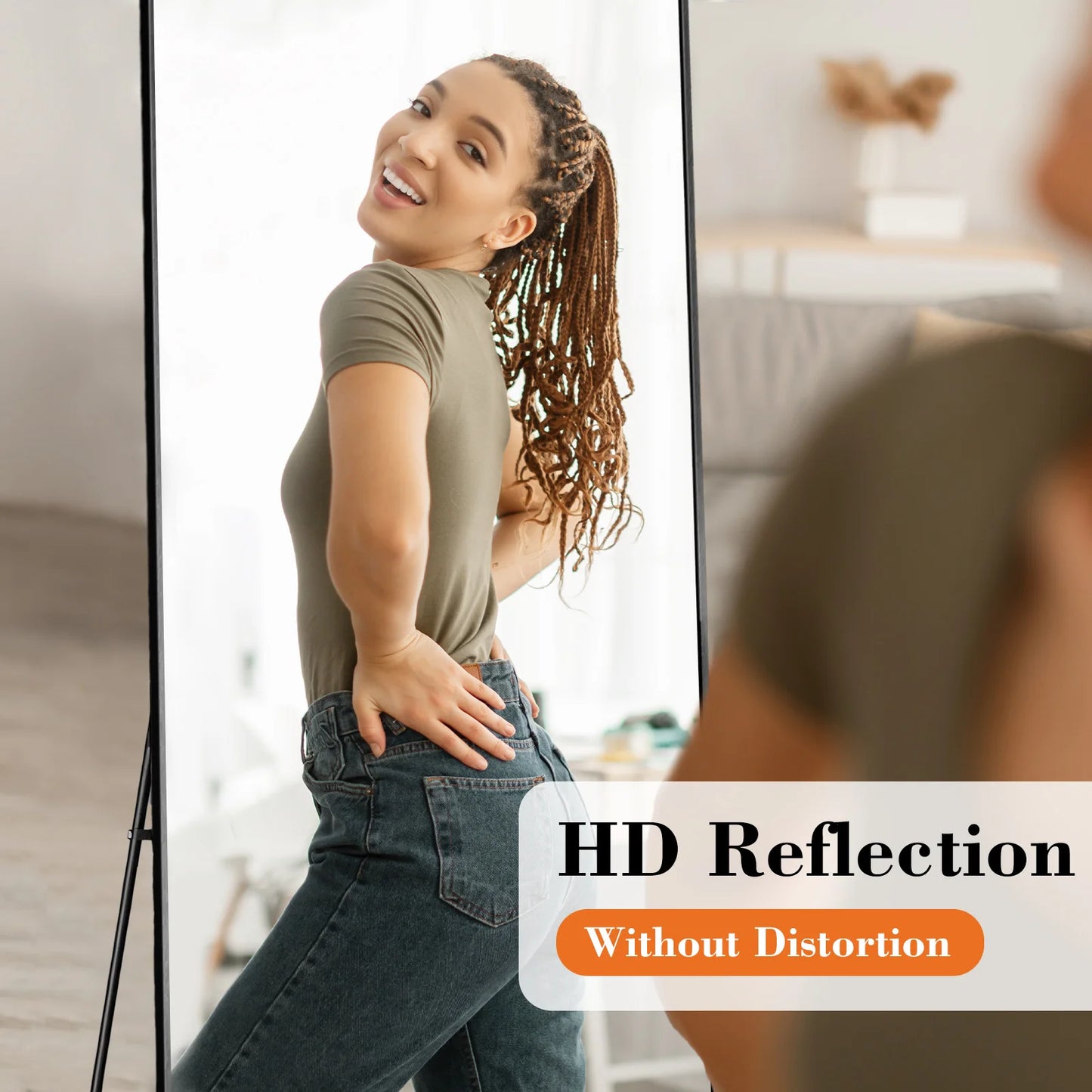 JHK Full Body Wall Mirror Aluminum Alloy Frame Living Room