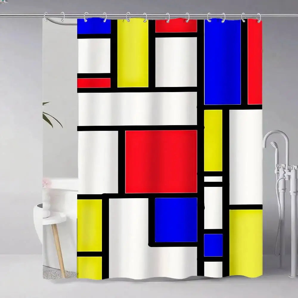 Choice Mondrian Modern Shower Curtain With Hook Art Deco