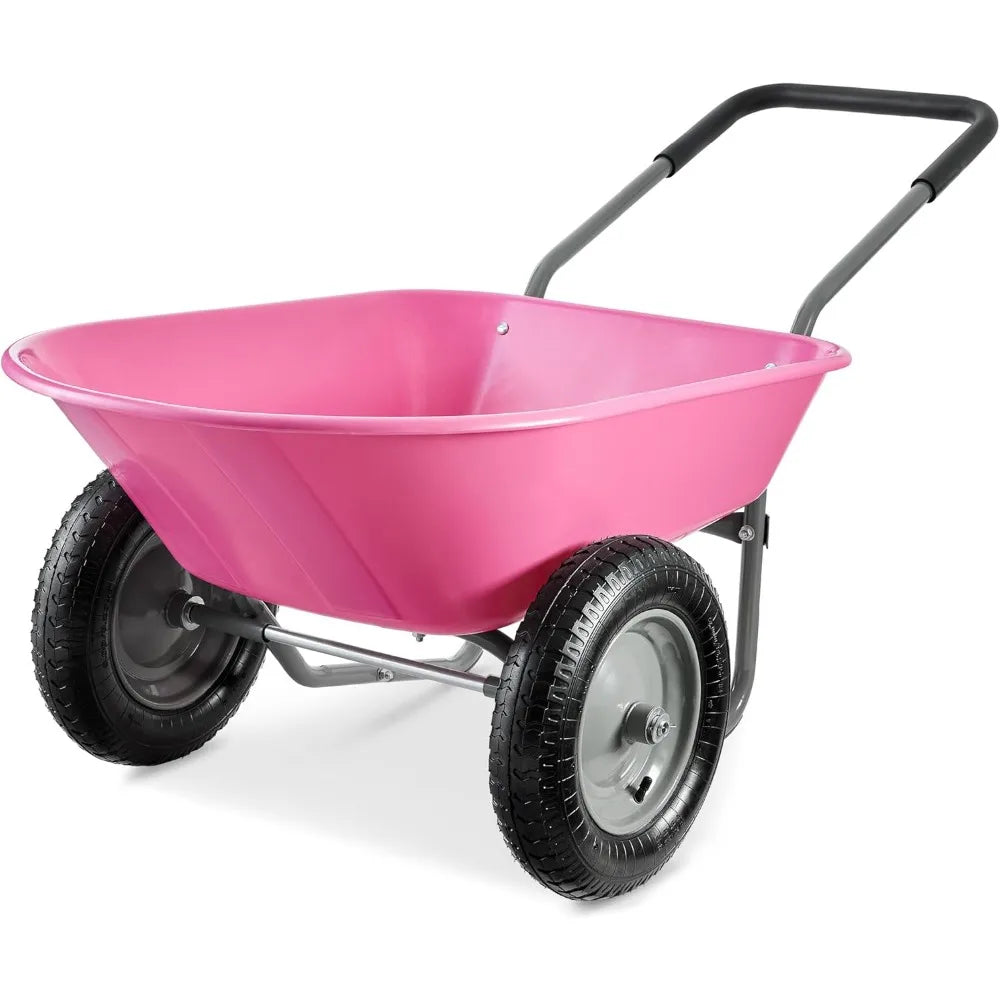 Dual Wheel Home Utility Wheelbarrow Garden Cart With Stand