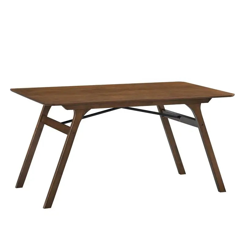 Walnut Finish Dining Set With Upholstered Chairs Modern 59 Inch Rectangular Table For Dining Room