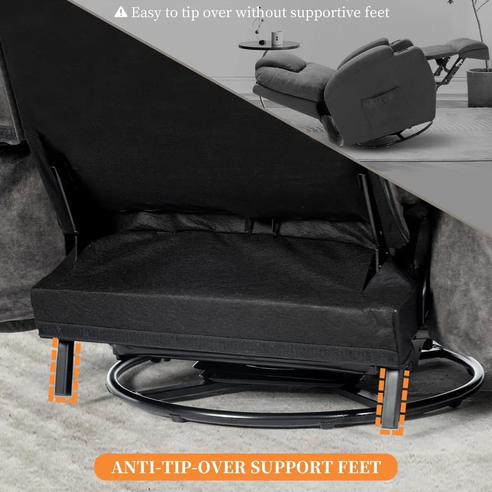 Ergonomic Recliner Chair Rocker With 360 Degree Swivel