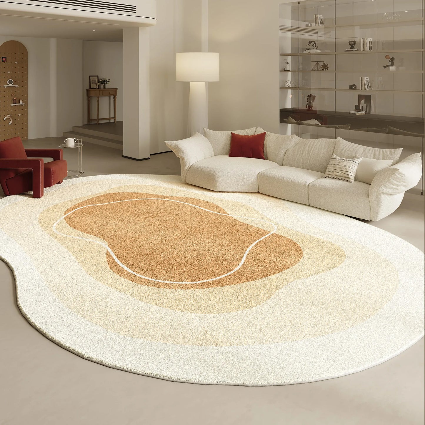 Modern Irregular Shapes Plush Rug For Living Room Decor Sculptural Geometry Area Rug