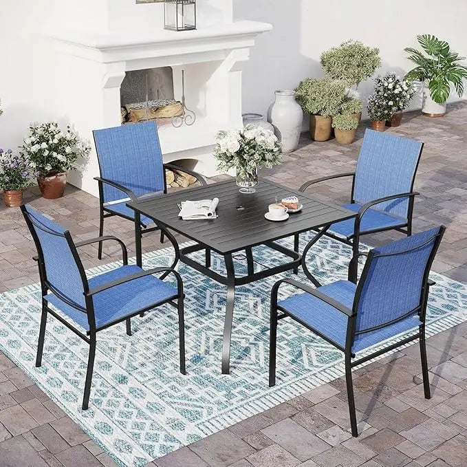 Huanzhuang Patio Dining Set For Four With Umbrella Hole