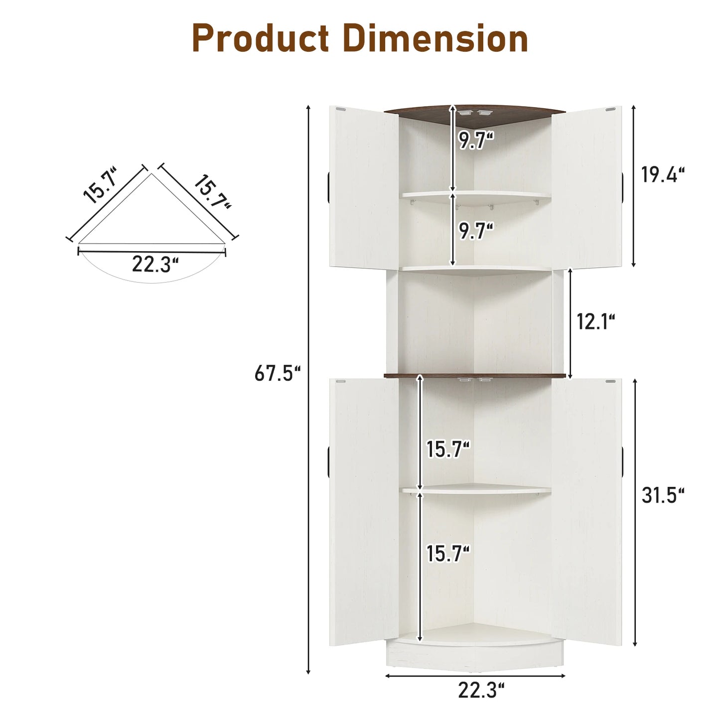 QiaoShiRen Corner Storage Cabinet With Barn Doors Farmhouse