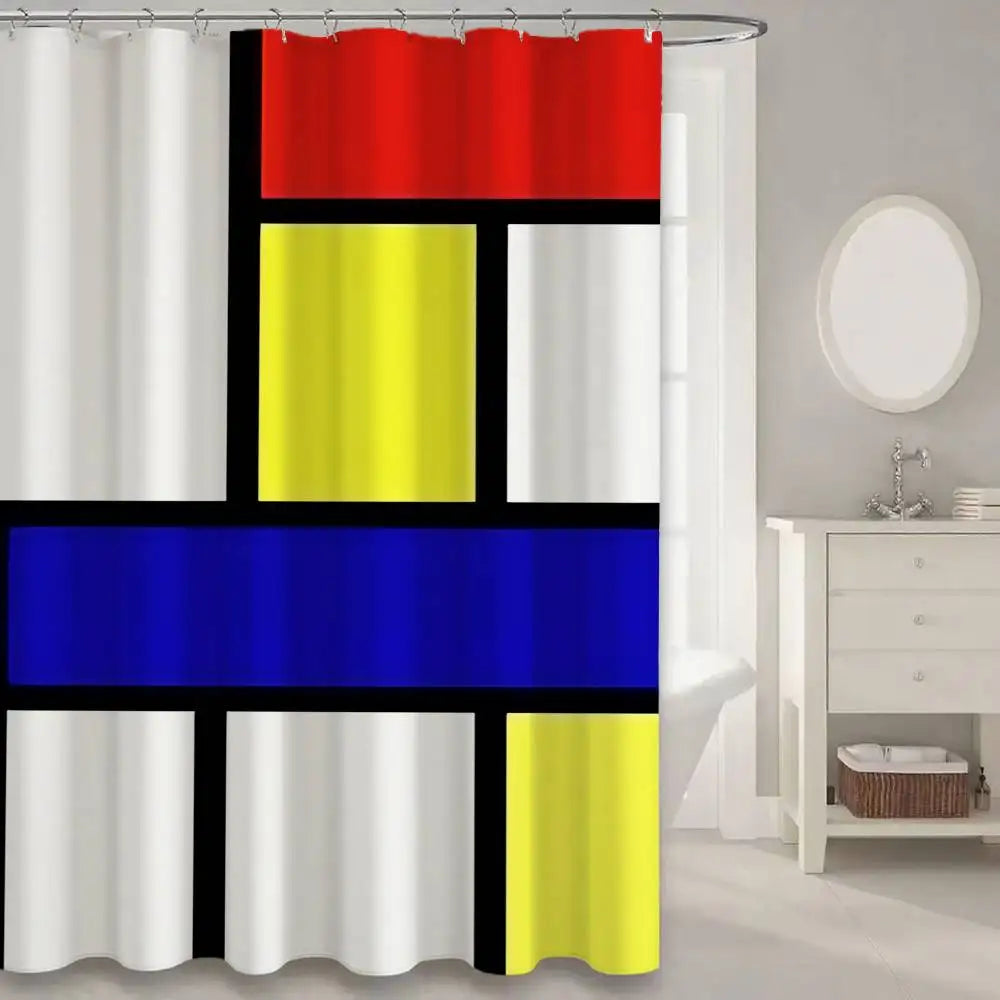 Choice Mondrian Modern Shower Curtain With Hook Art Deco