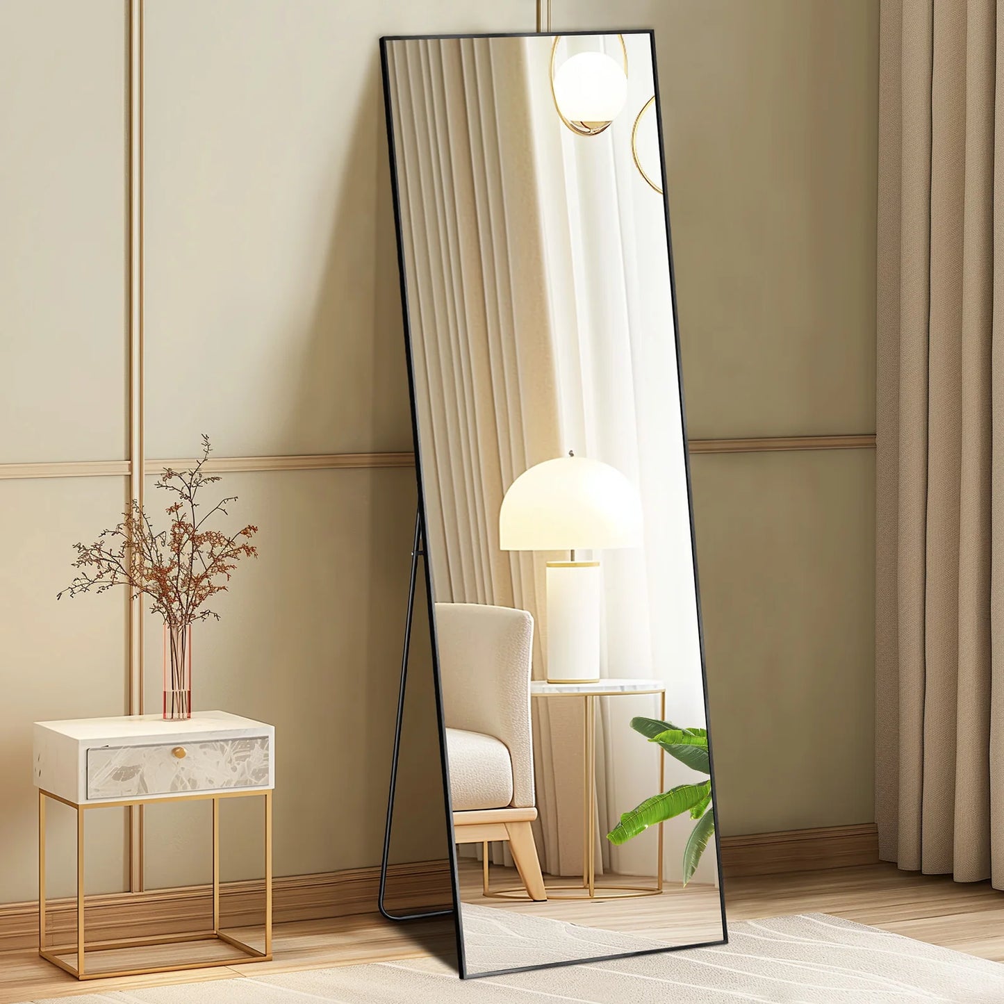 JHK Full Body Wall Mirror Aluminum Alloy Frame Living Room
