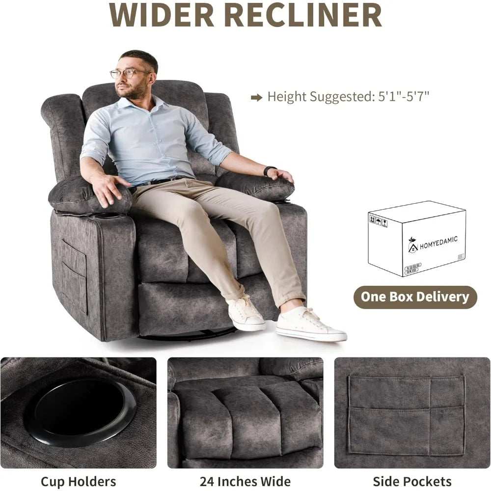 Ergonomic Recliner Chair Rocker With 360 Degree Swivel