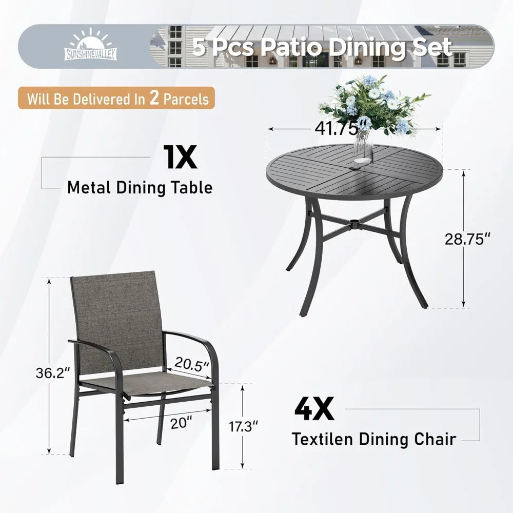 Huanzhuang Patio Dining Set For Four With Umbrella Hole