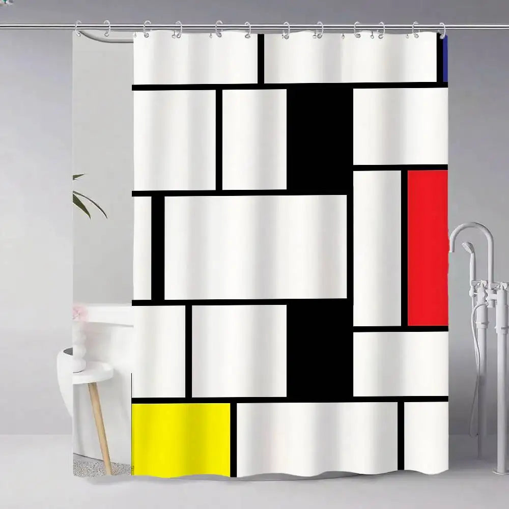 Choice Mondrian Modern Shower Curtain With Hook Art Deco