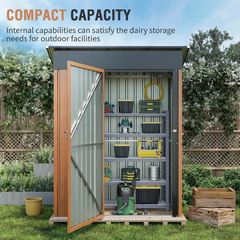 Outdoor Metal Storage Shed With Lock Lean To 5X3 Ft