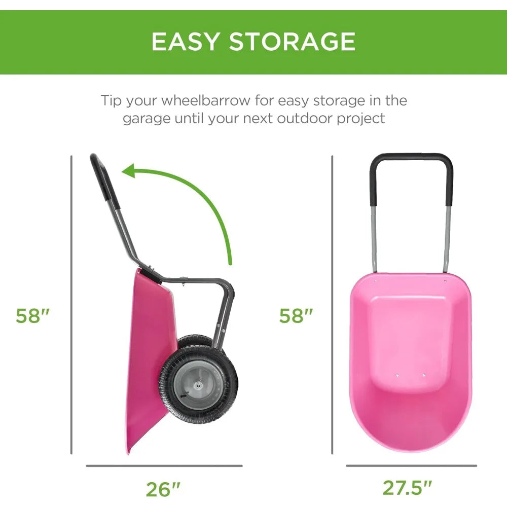 Dual Wheel Home Utility Wheelbarrow Garden Cart With Stand