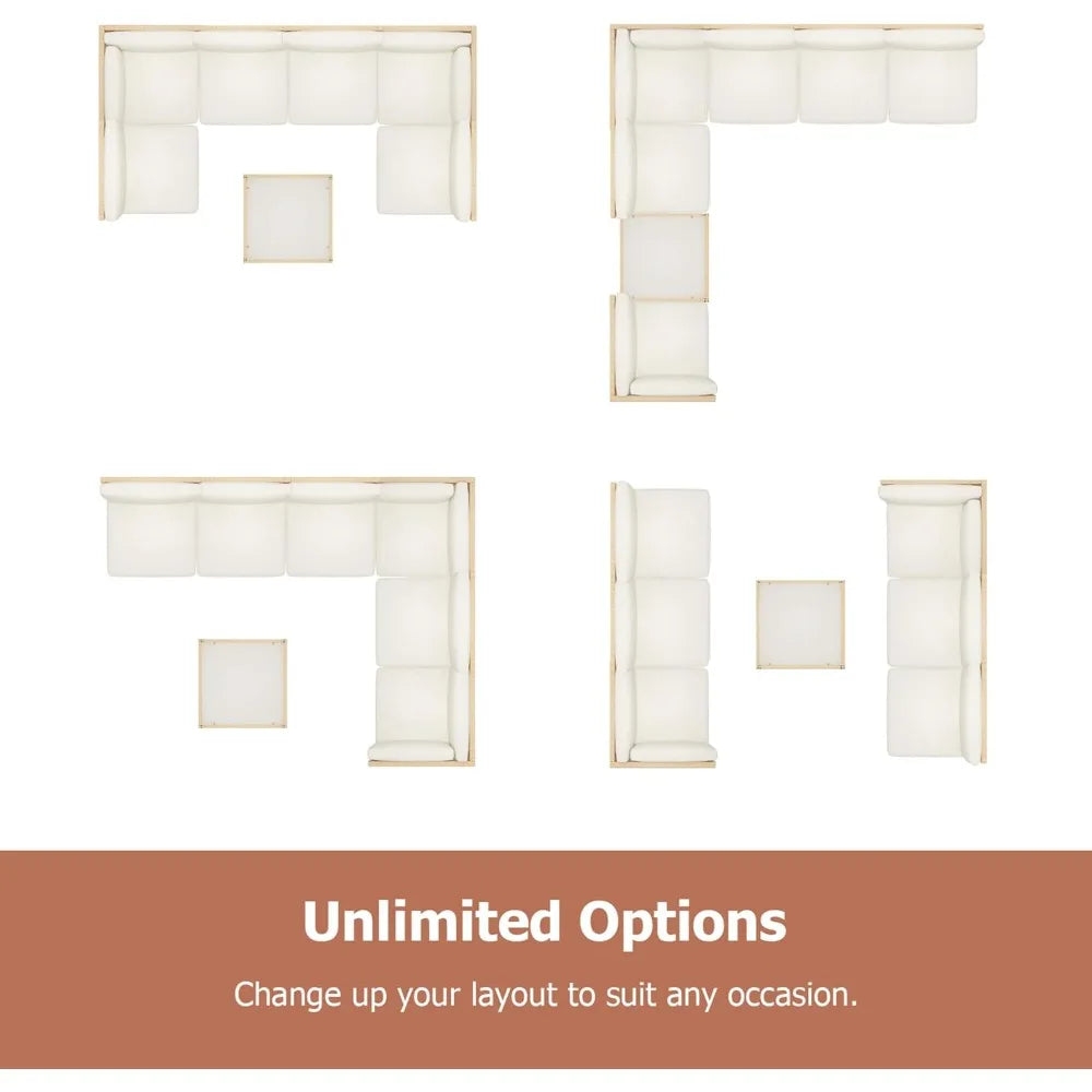 Outdoor Wicker Patio Sectional Set With Tempered Glass Coffee Table For All Weather Relaxation