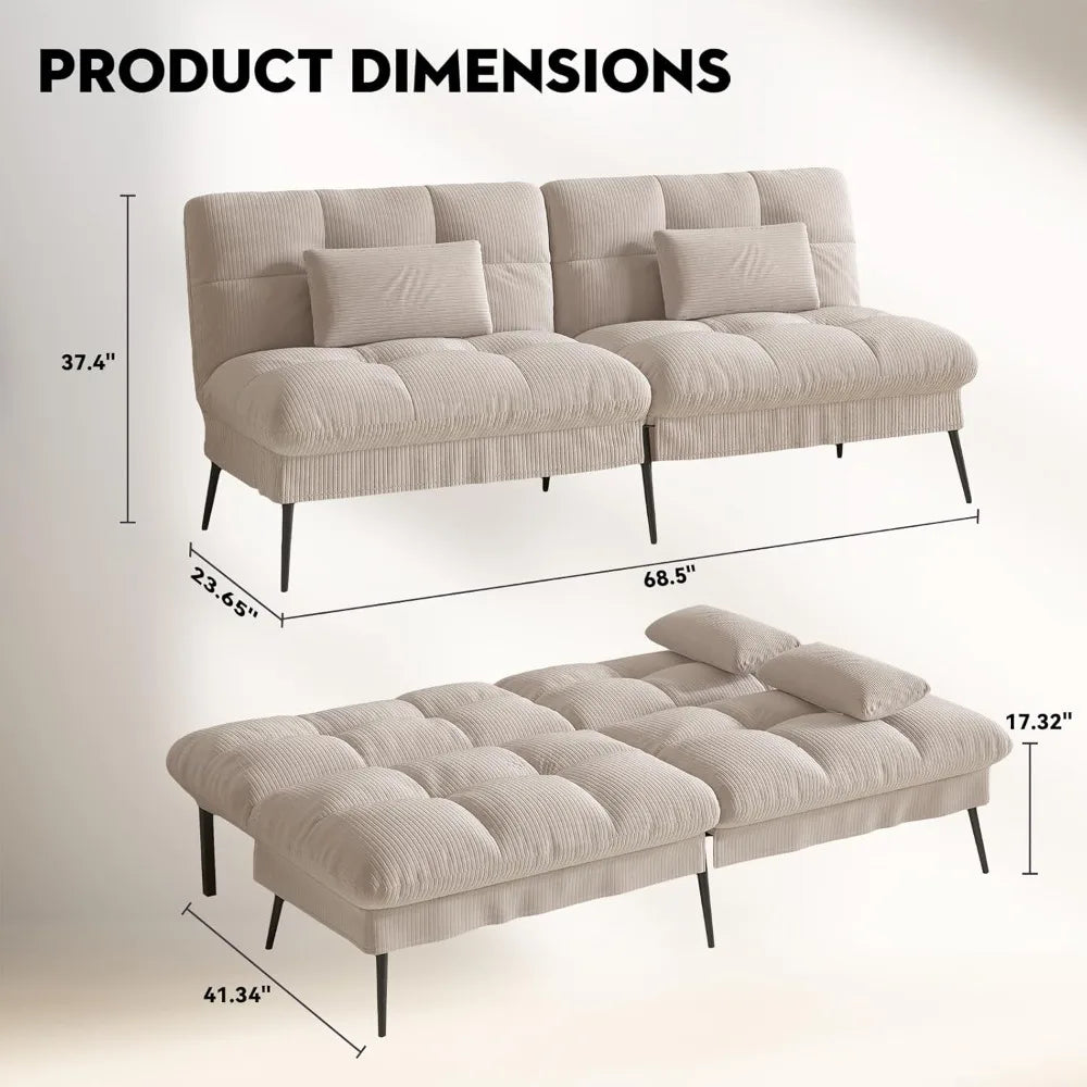 Zhiyong Convertible Futon Sofa Bed Corduroy Loveseat
