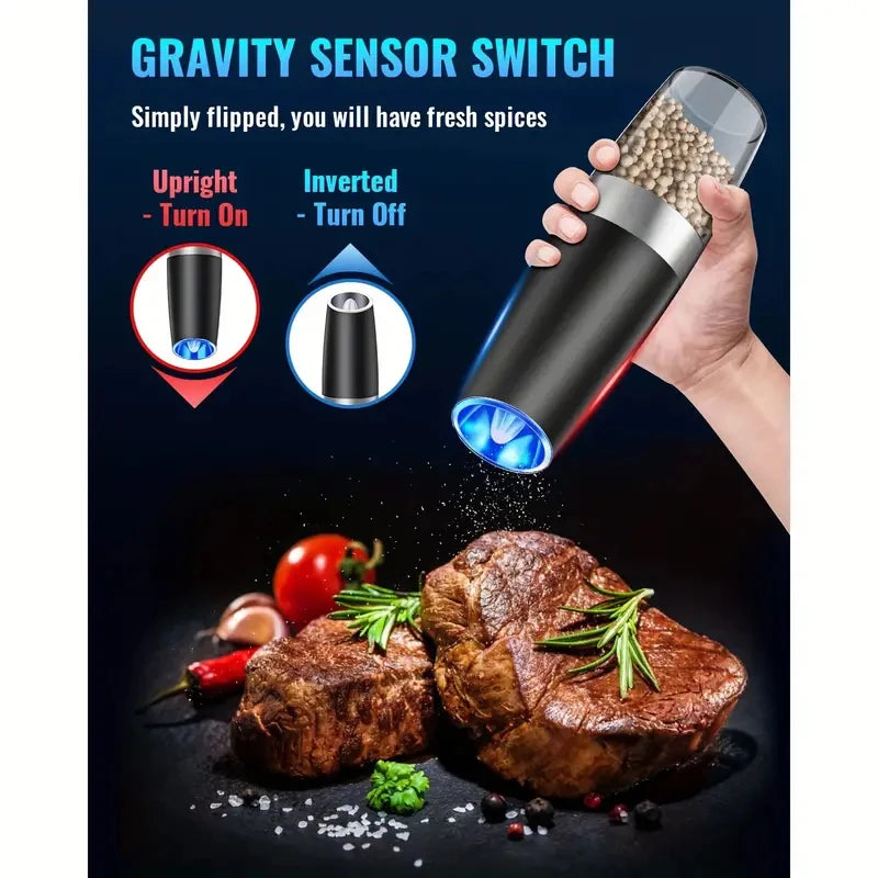 Electric Salt And Pepper Mill Tilt To Grind Battery Powered With Adjustable Coarseness And Quiet Motor