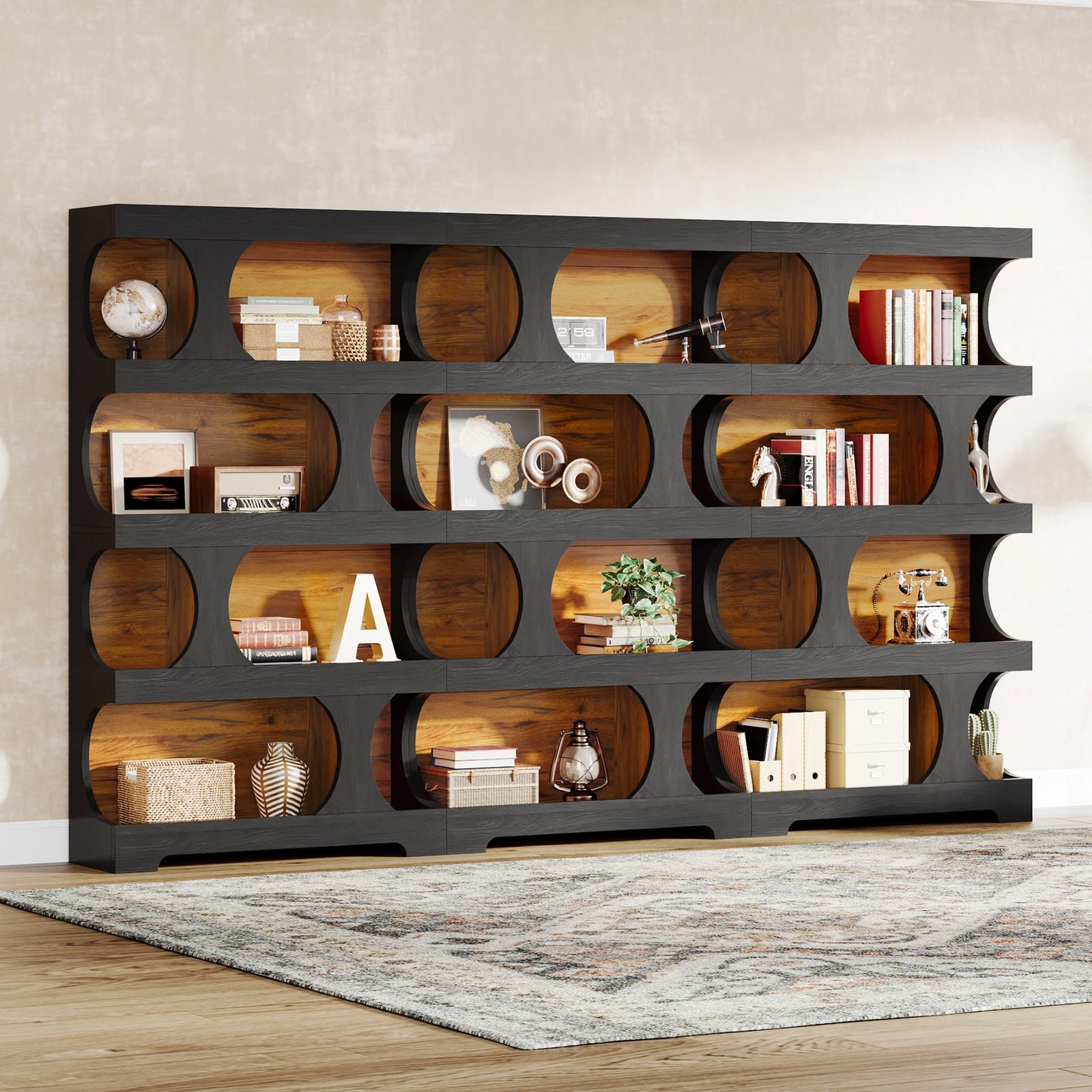 Tribesigns S Shaped Bookcase Modern Freestanding Display Shelves Two Tone Finish Stylish Wall Friendly Storage