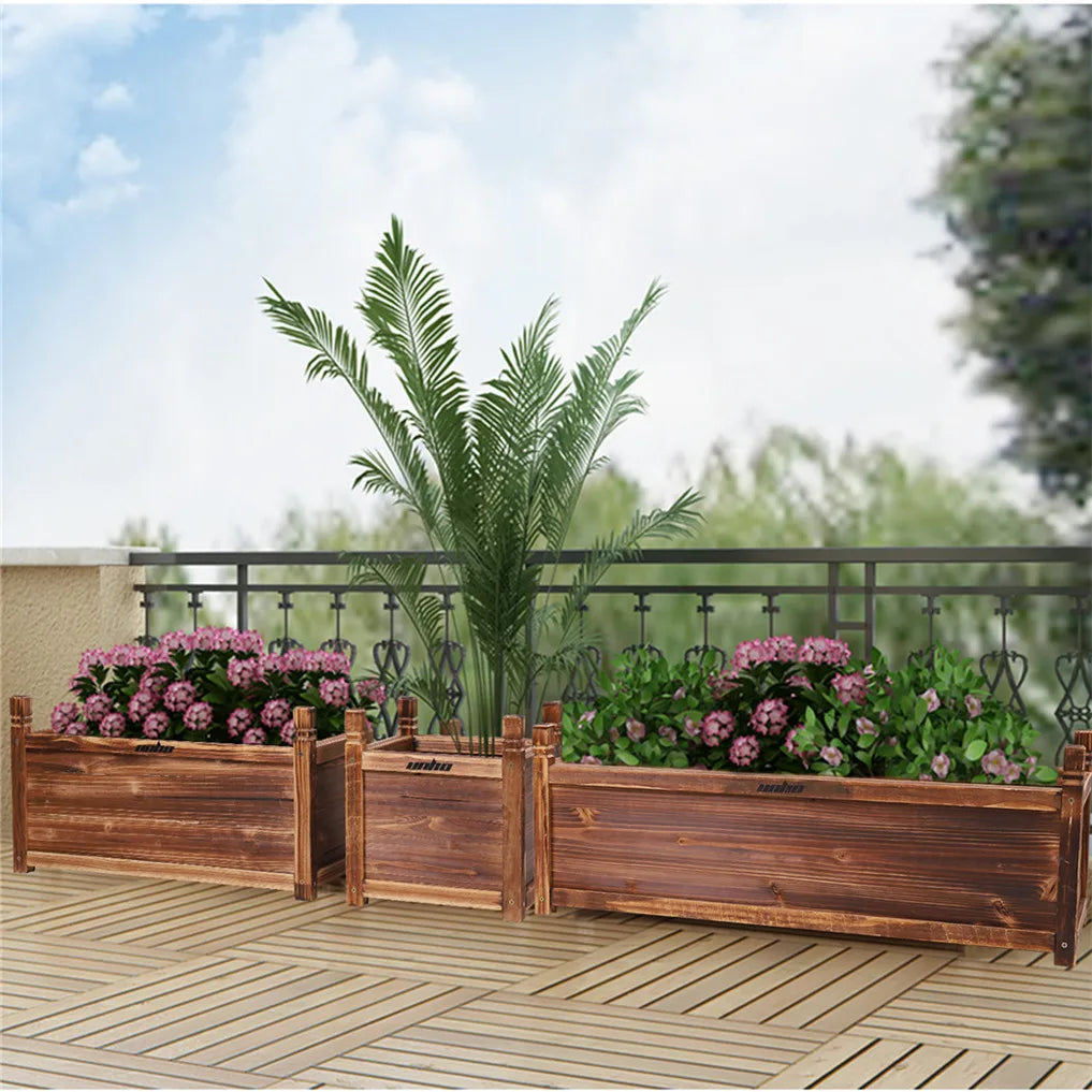 Hign Concerned Wooden Raised Flower Bed Planter For Garden