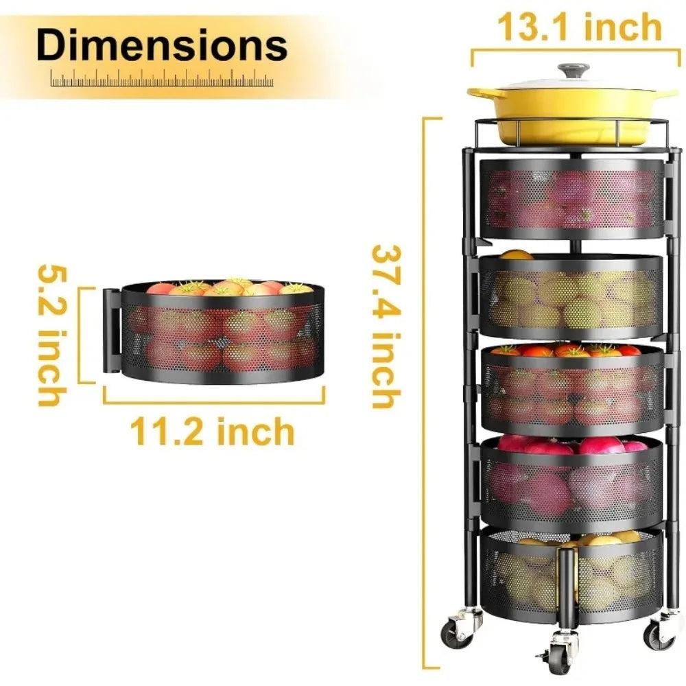General Use Industrial Grade Multifunctional Tier Revolving Fruit And Vegetable Storage