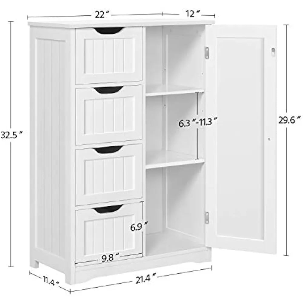 Hign-Concerned Floor Cabinet With Four Drawers And Cupboard