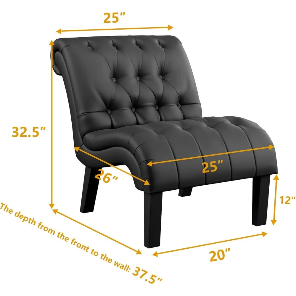 Angduo PU Leather Accent Chairs Button Tufted Mid Century