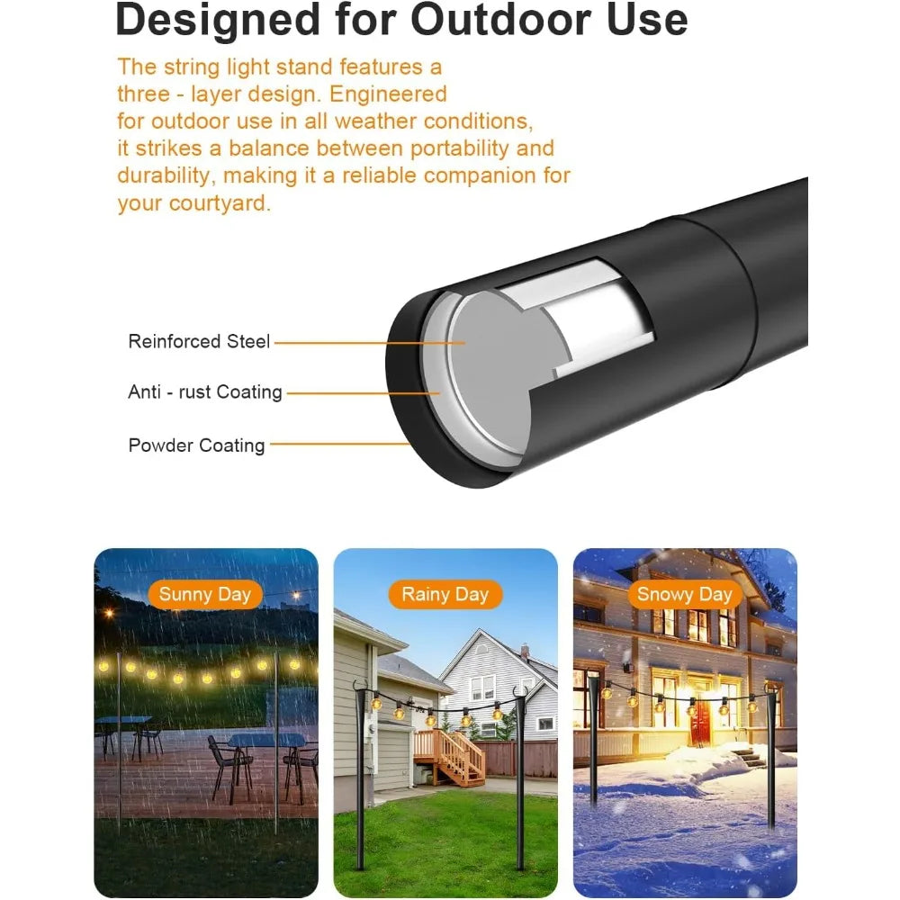Hign-concerned Outdoor String Light Poles for Garden Decor
