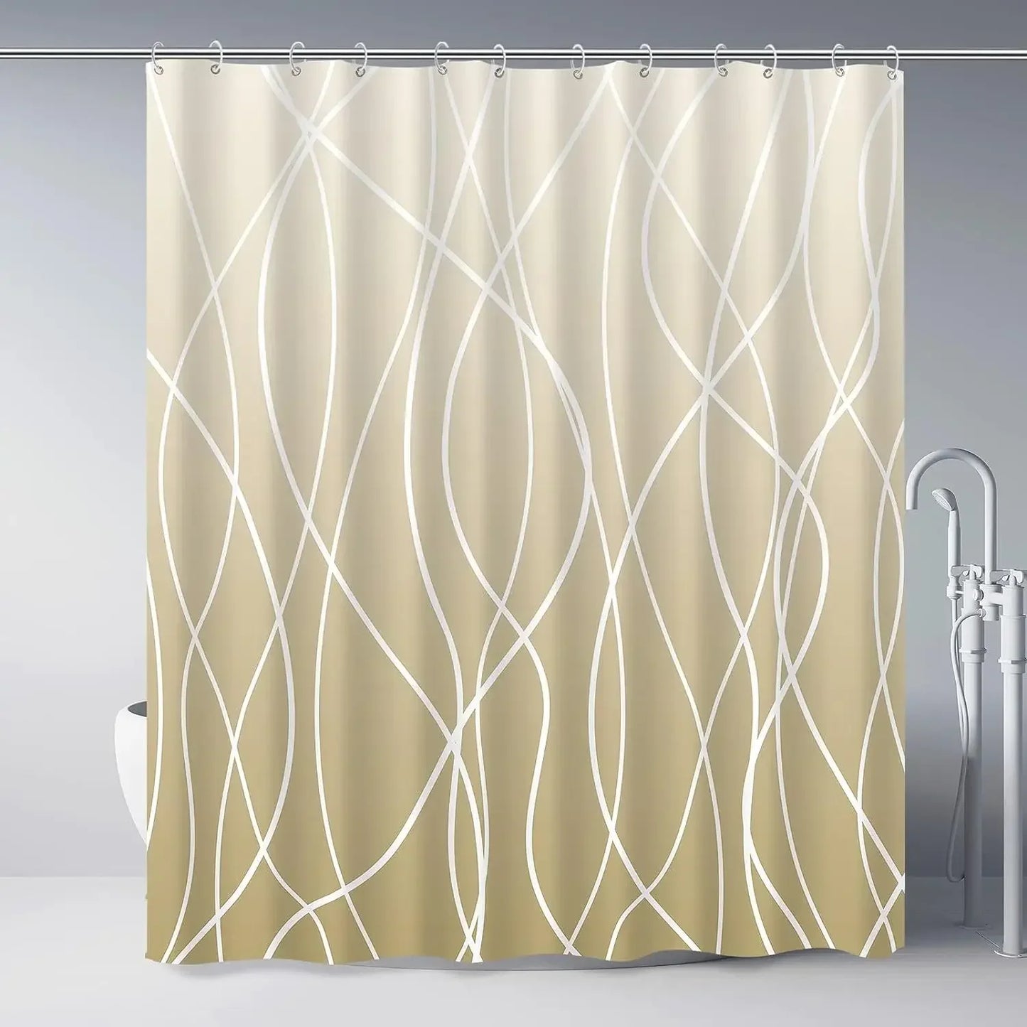 Craft Of Weaving Modern Striped Corrugated Polyester Shower Curtain For Bathroom Decor