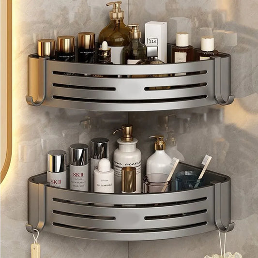 Hign Shower Corner Shelf With Hook Towel Bar Organizer