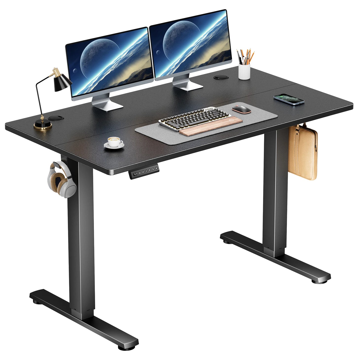 JHK Electric Standing Desk Height Adjustable Sit Stand Workstation With 3 Memory Presets And Quick Height Recall
