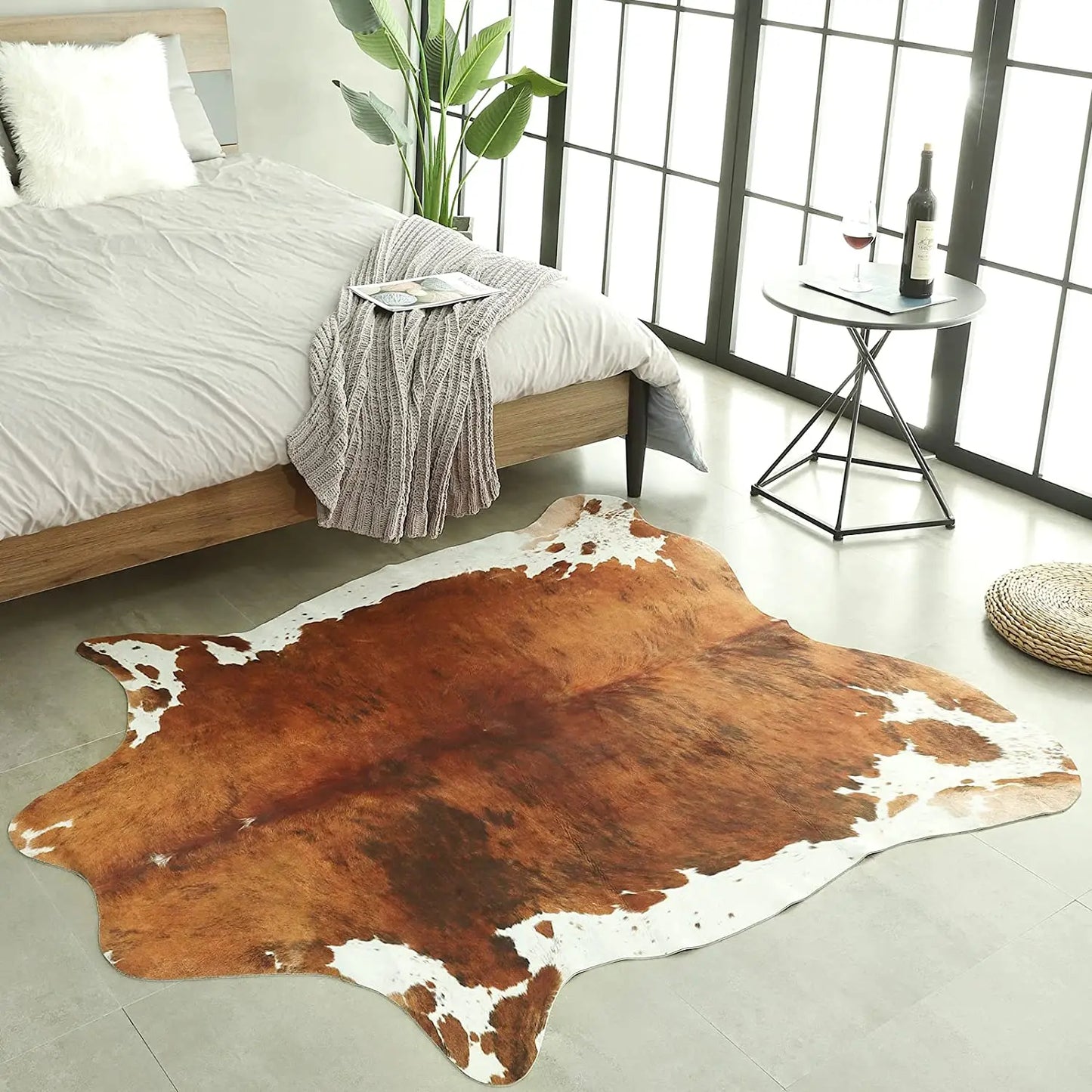Lochas American Style Animal Print Faux Fur Cowhide Rug