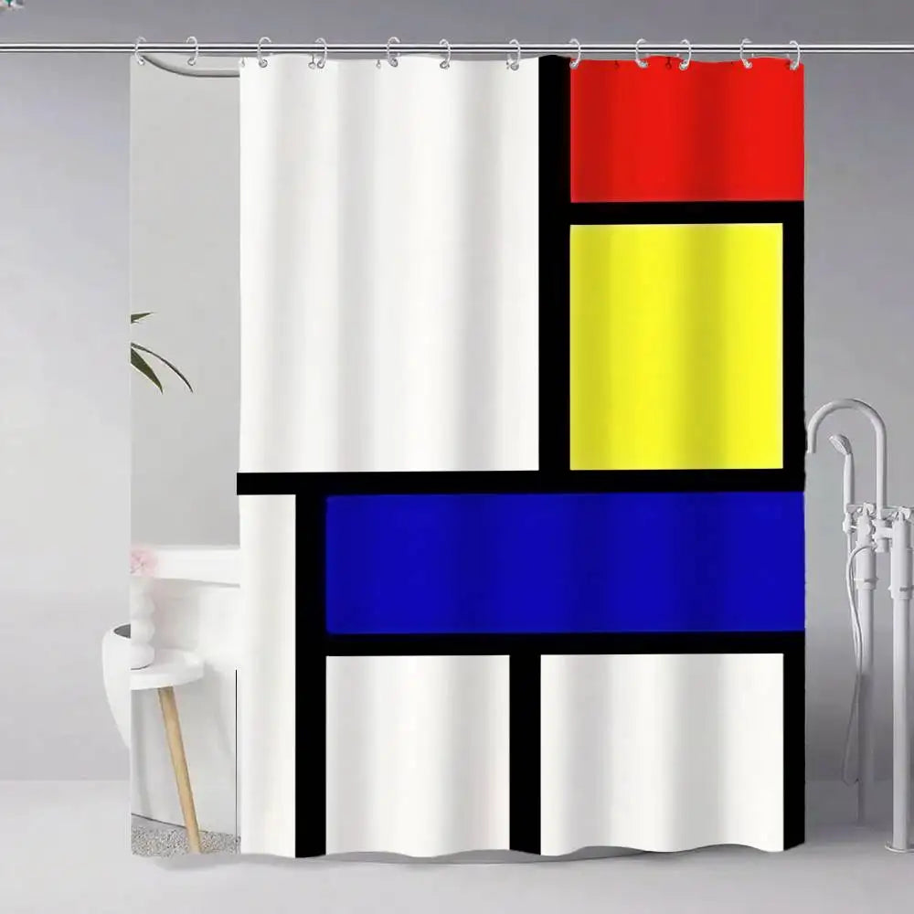 Choice Mondrian Modern Shower Curtain With Hook Art Deco