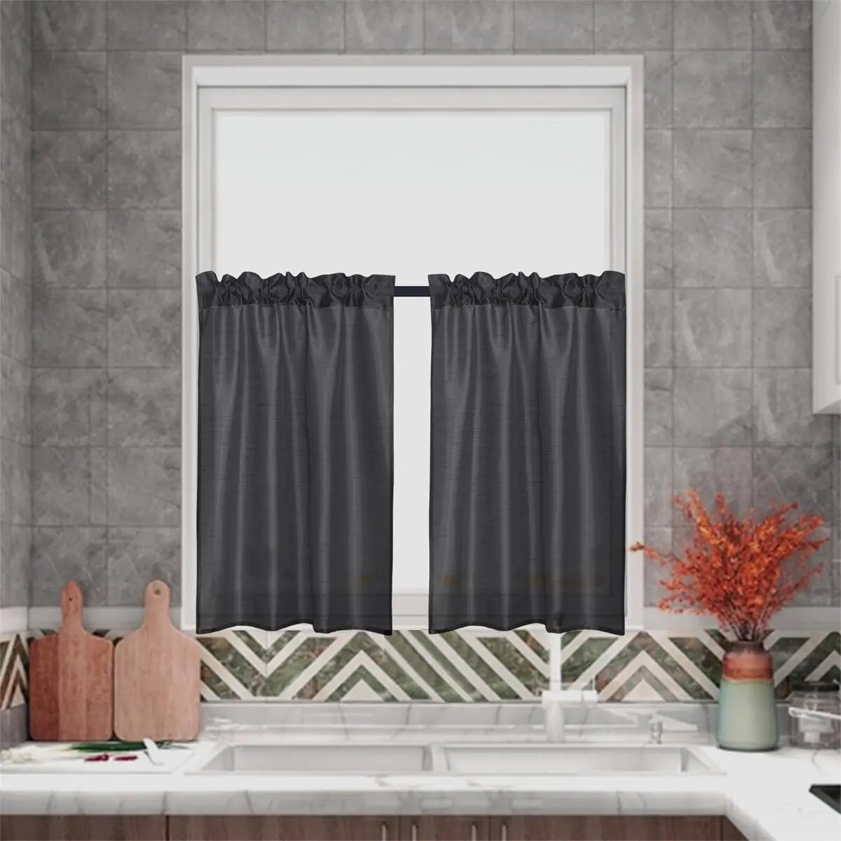 Jiangsu Faux Silk Sheer Curtains Three Panel Valance Rod Pocket Light Diffusing Window Treatment For Living Room