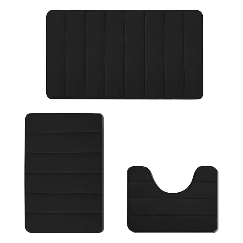 Super Absorbent Bath Rug Set 3 Pieces Non Slip Mats
