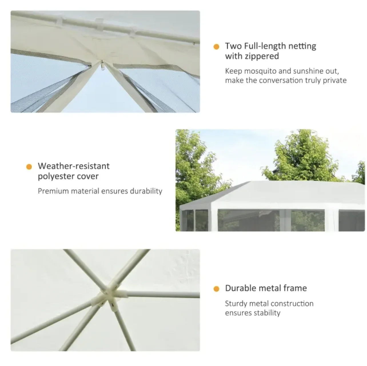 Garden Gazebo Canopy With Removable Mesh Walls For Events