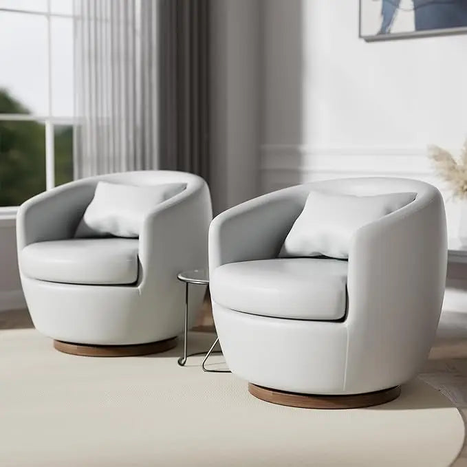 Guangbai Leather Accent Swivel Chair Pair With Storage