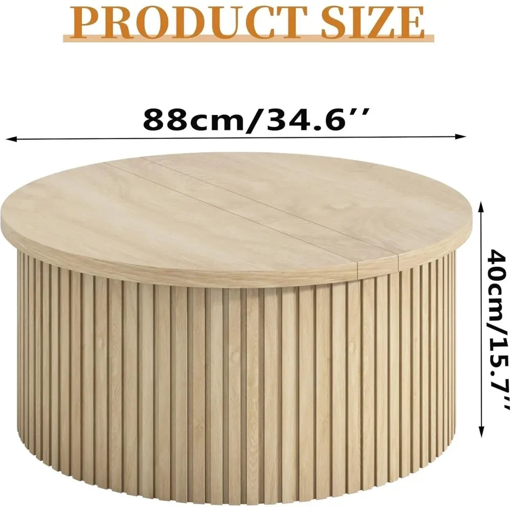 ZUIYU Round Lift Top Coffee Table With Hidden Storage