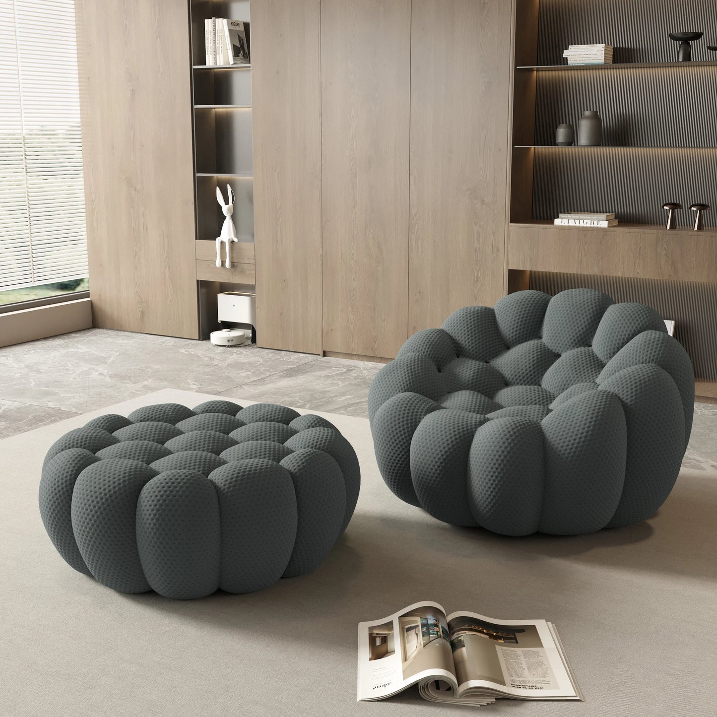 Sdorens Modern Curved Boneless Sofa With Ottoman Sculptural Comfort For Living Rooms And Small Spaces