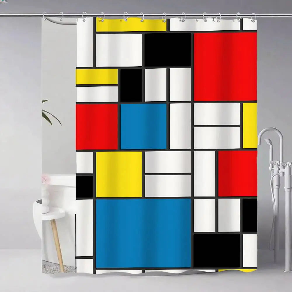 Choice Mondrian Modern Shower Curtain With Hook Art Deco