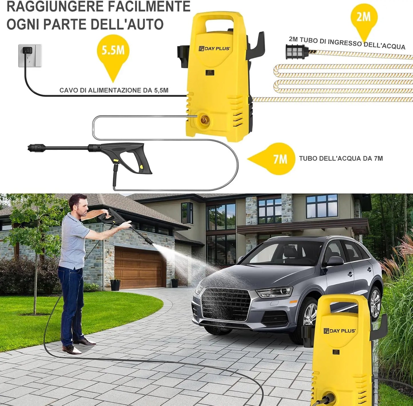 Electric High Pressure Washer 1600W With Adjustable Lance