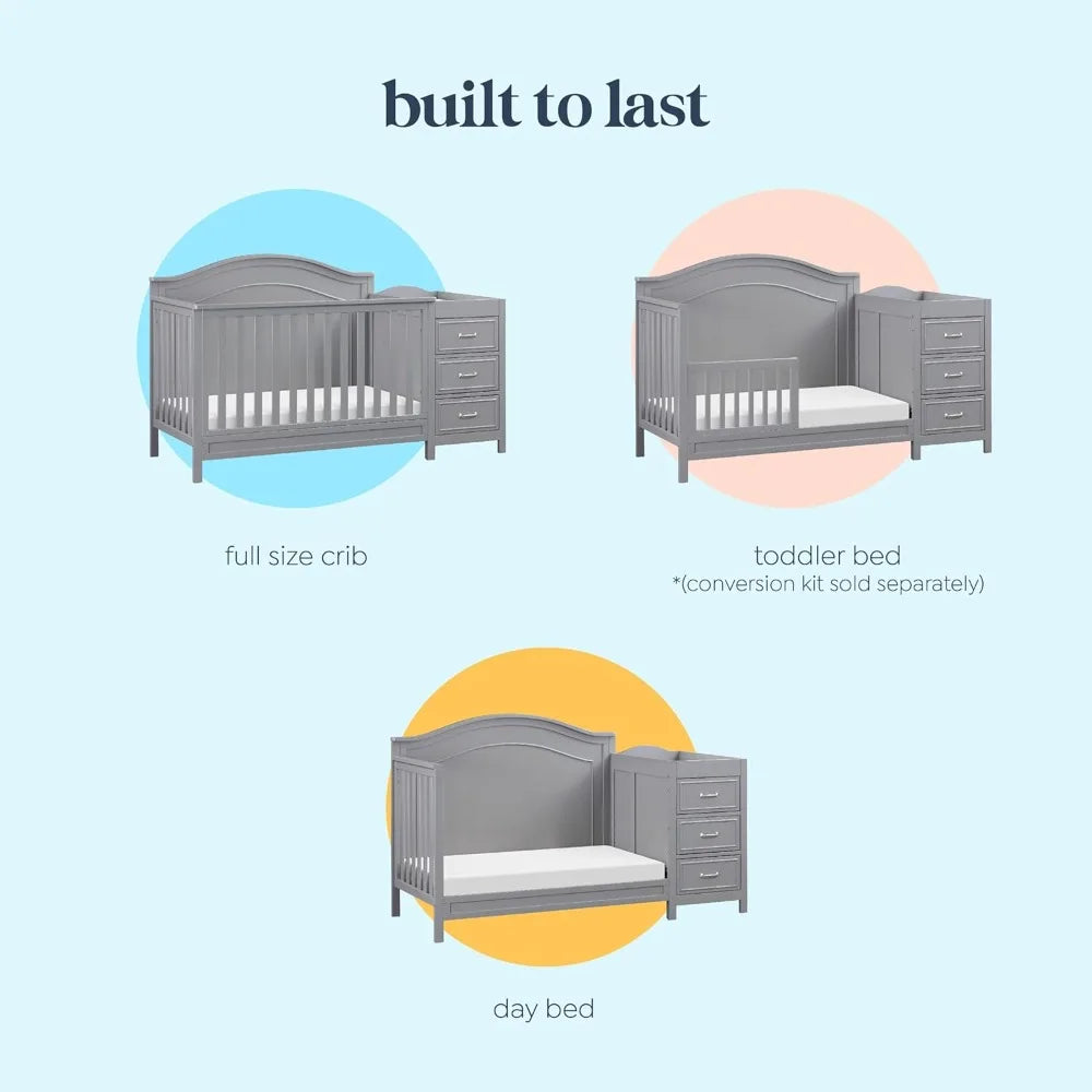 XMSJ Charlie 4 In 1 Convertible Crib With Changing Table