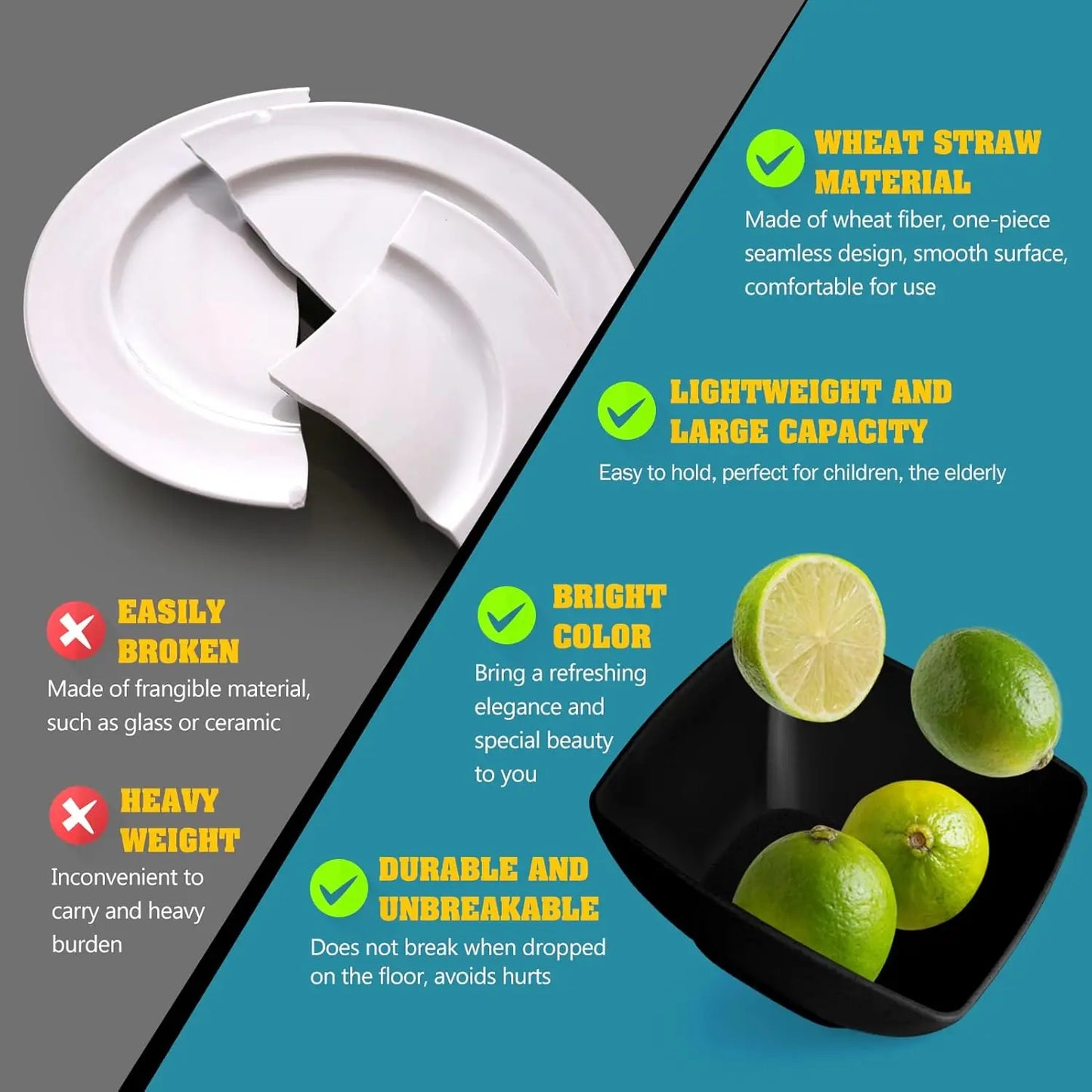 Unbreakable Wheat Straw 56 Piece Dinnerware Set for 8 with Flatware and Stainless Steel Straws