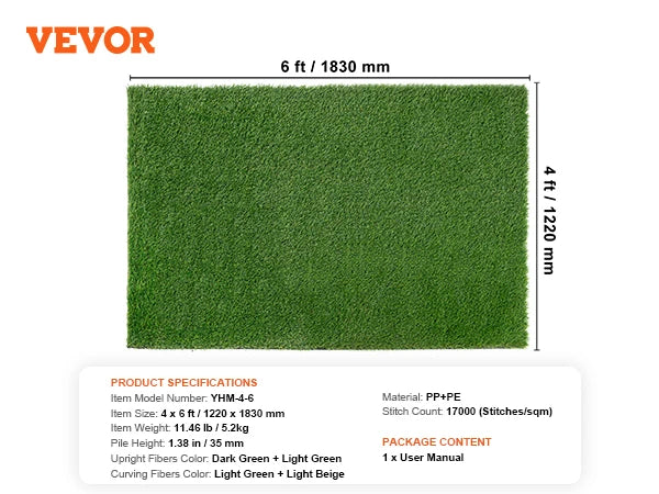 VEVOR Artificial Grass Rug Turf Door Mat For Outdoor Patio
