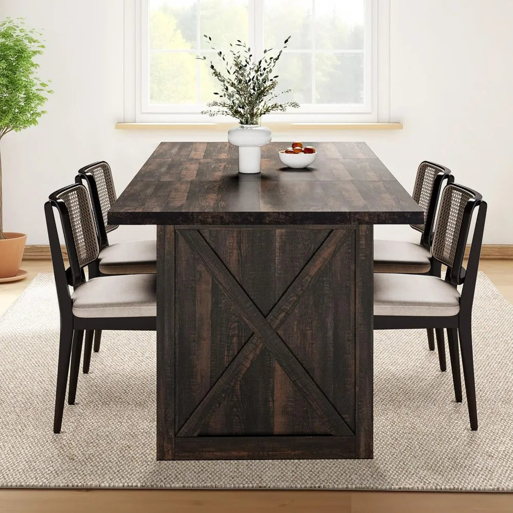 Rustic Farmhouse Dining Table For Kitchen Seats 6 To 8