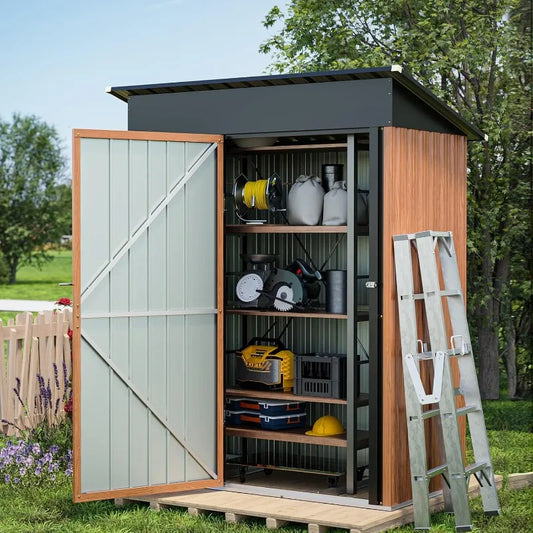 Outdoor Metal Storage Shed With Lock Lean To 5X3 Ft