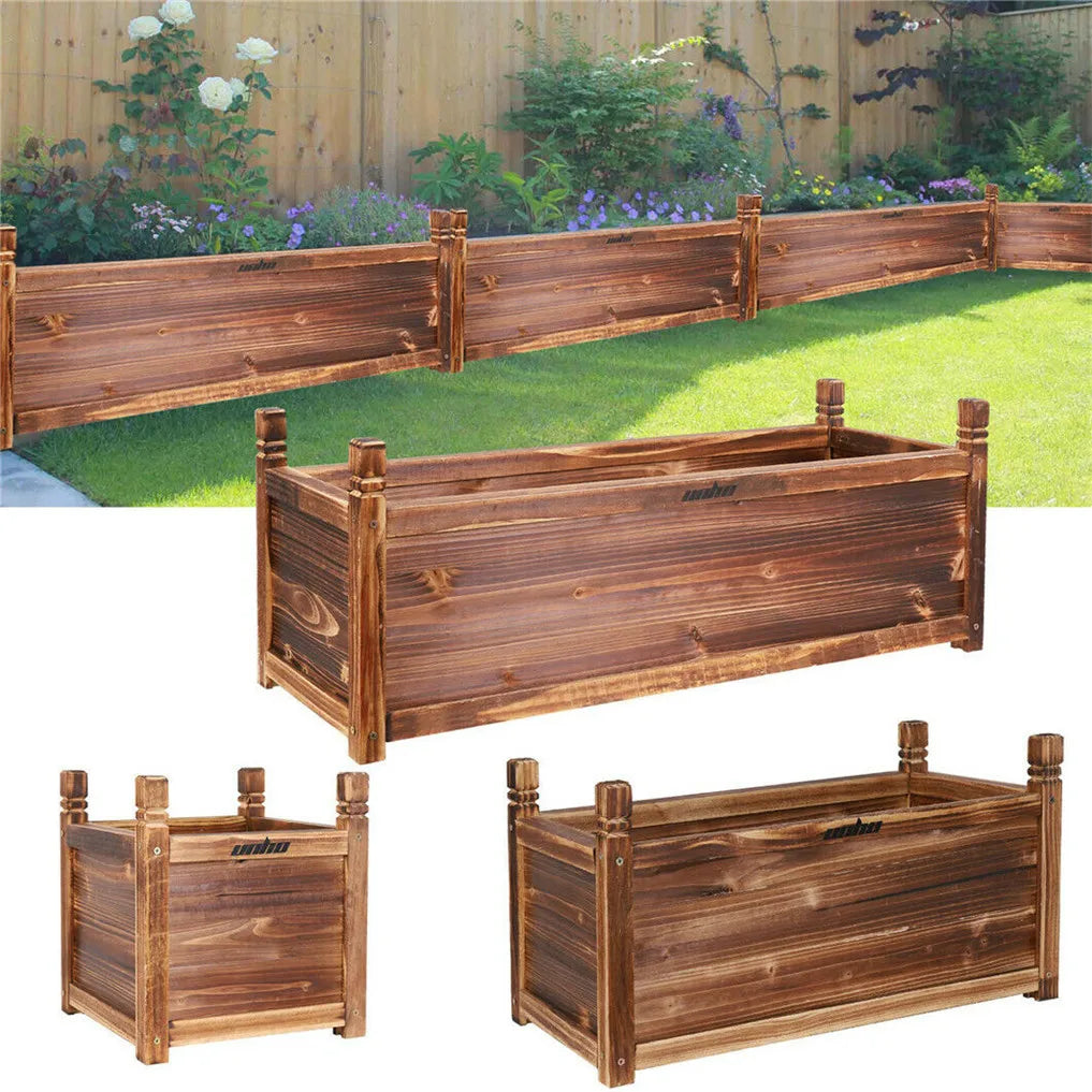 Hign Concerned Wooden Raised Flower Bed Planter For Garden
