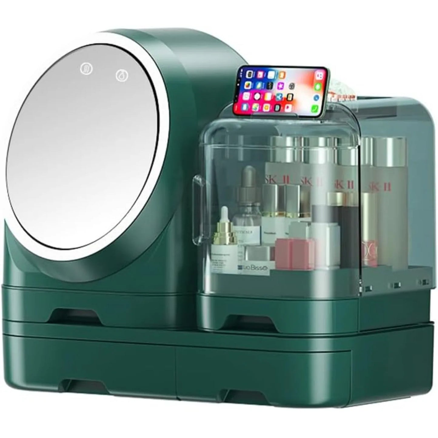 Hign Concerned 360 Rotating LED Mirror Makeup Organizer